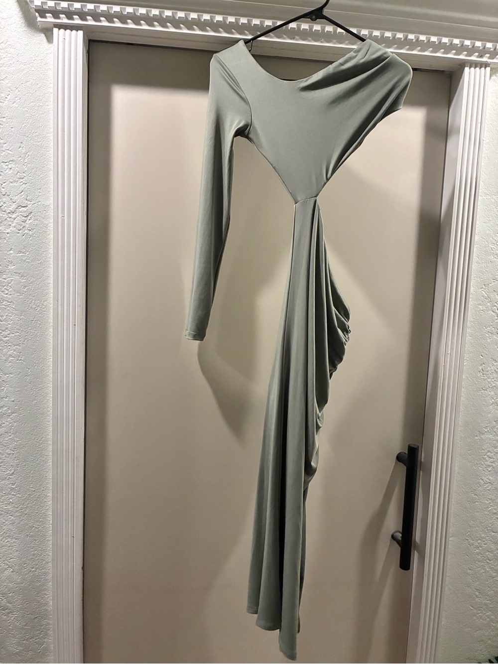 Sage Asymmetrical Cutout Long Sleeve Dress